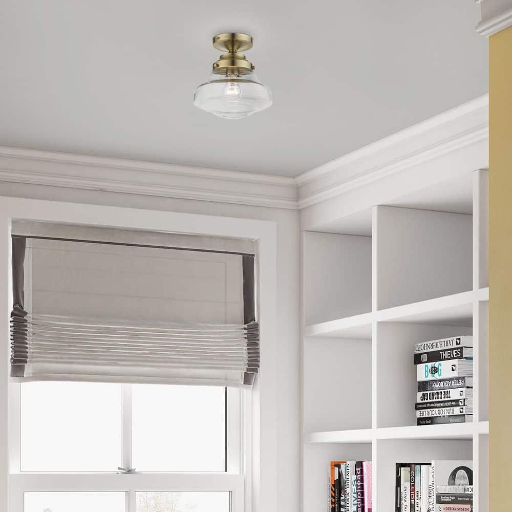 Livex Lighting Avondale 1 - Light Semi-Flush Mount in  Antique Brass