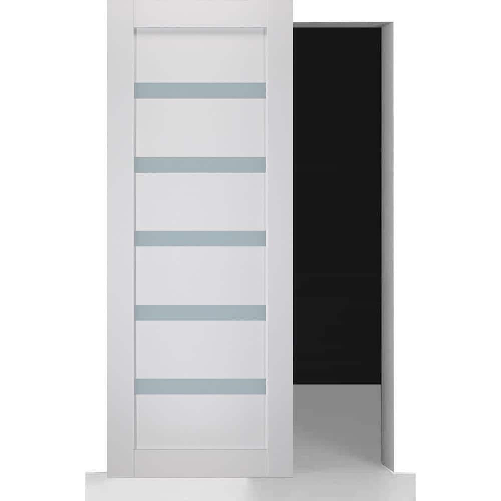 Belldinni Leora Paneled Manufactured Wood And Frosted Glass Solid Core Interior Sliding Hidden Barn Door With Base Board With Installation Hardware Kit