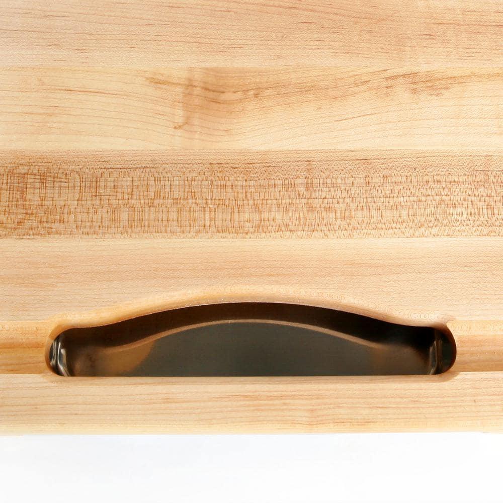 John Boos Boos Block Newton Prep Master Reversible Wood Cutting Board with Juice Groove and Pan, 2.25-Inch Thickness, 15" x 14" x 2 1/4", Maple