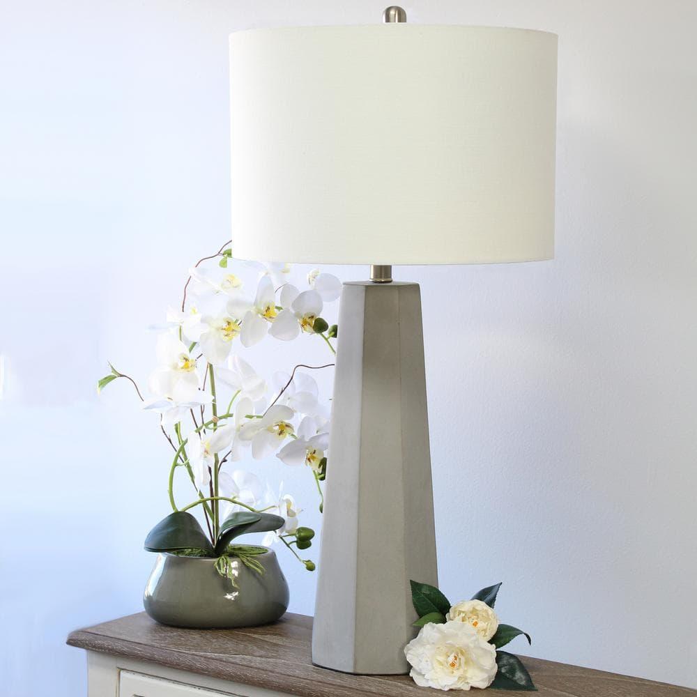 Elegant Designs Concrete Table Lamp with Fabric Shade