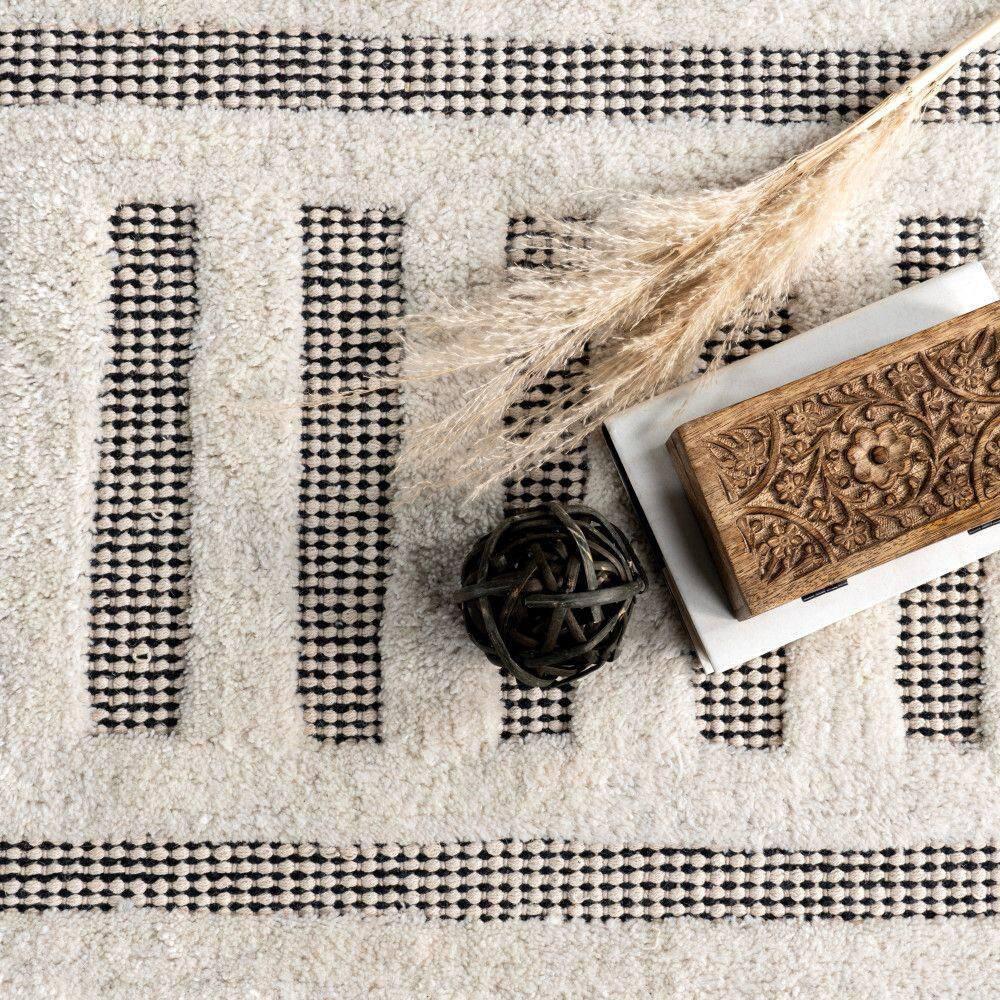 Ebern Designs Merrick Tasseled Cotton and Wool Area Rug