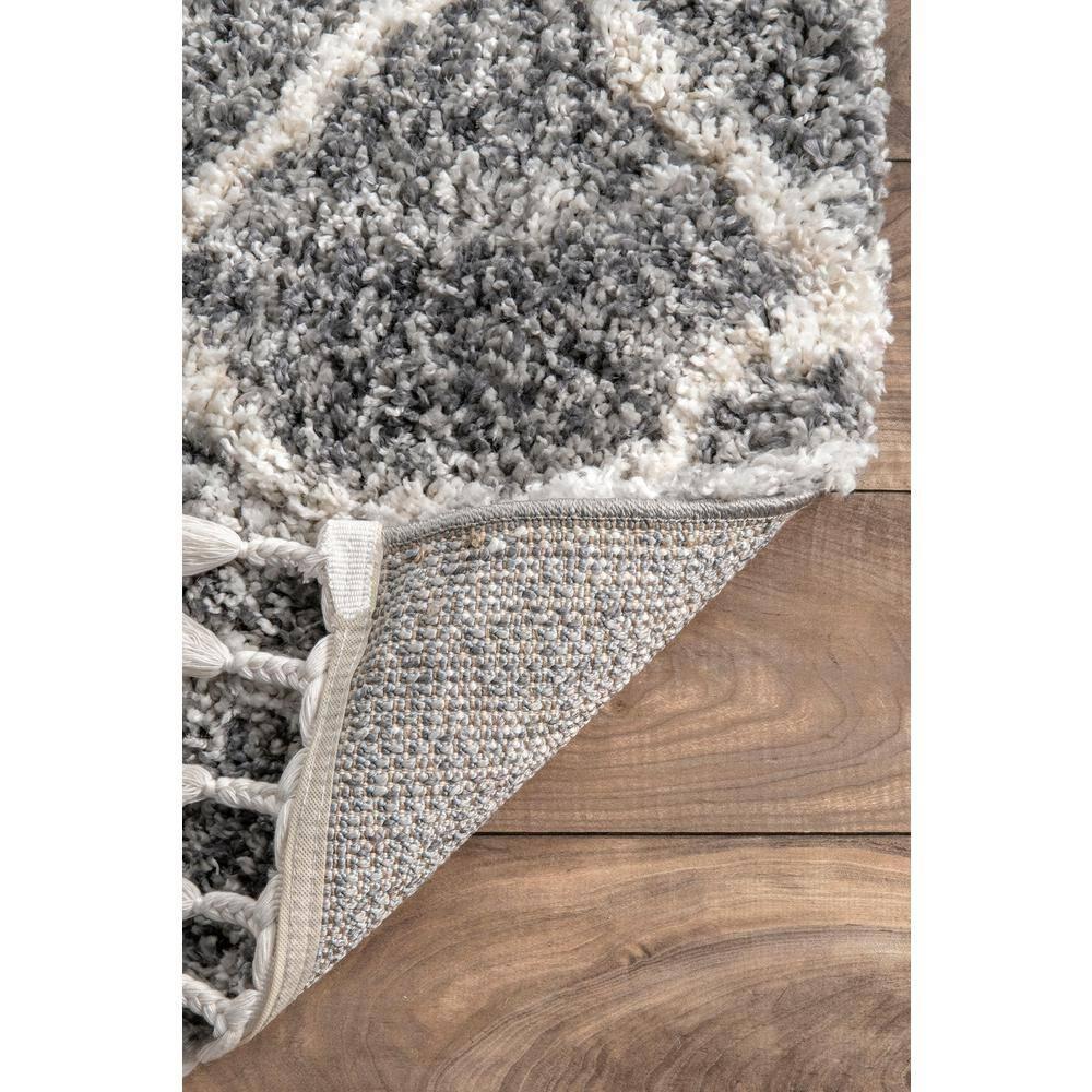 Nuloom Kristi Moroccan 3x5 Accent Shag Indoor Area Rug for Living Room Bedroom Dining Room Nursery Entryway, Grey/Ivory