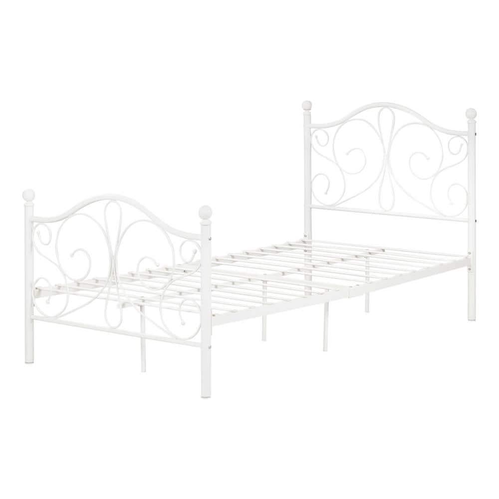 South Shore Summer Breeze Complete Twin Metal Platform Bed (39"), White