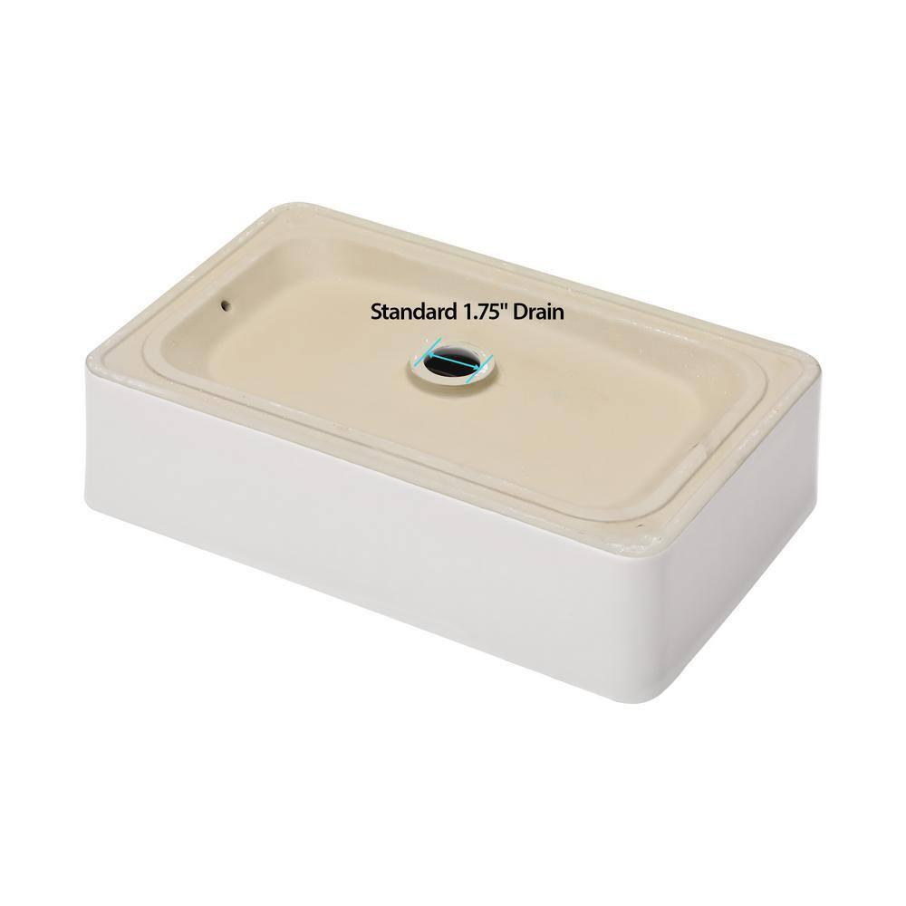 21"X14" White Ceramic Rectangular Vessel Bathroom Sink