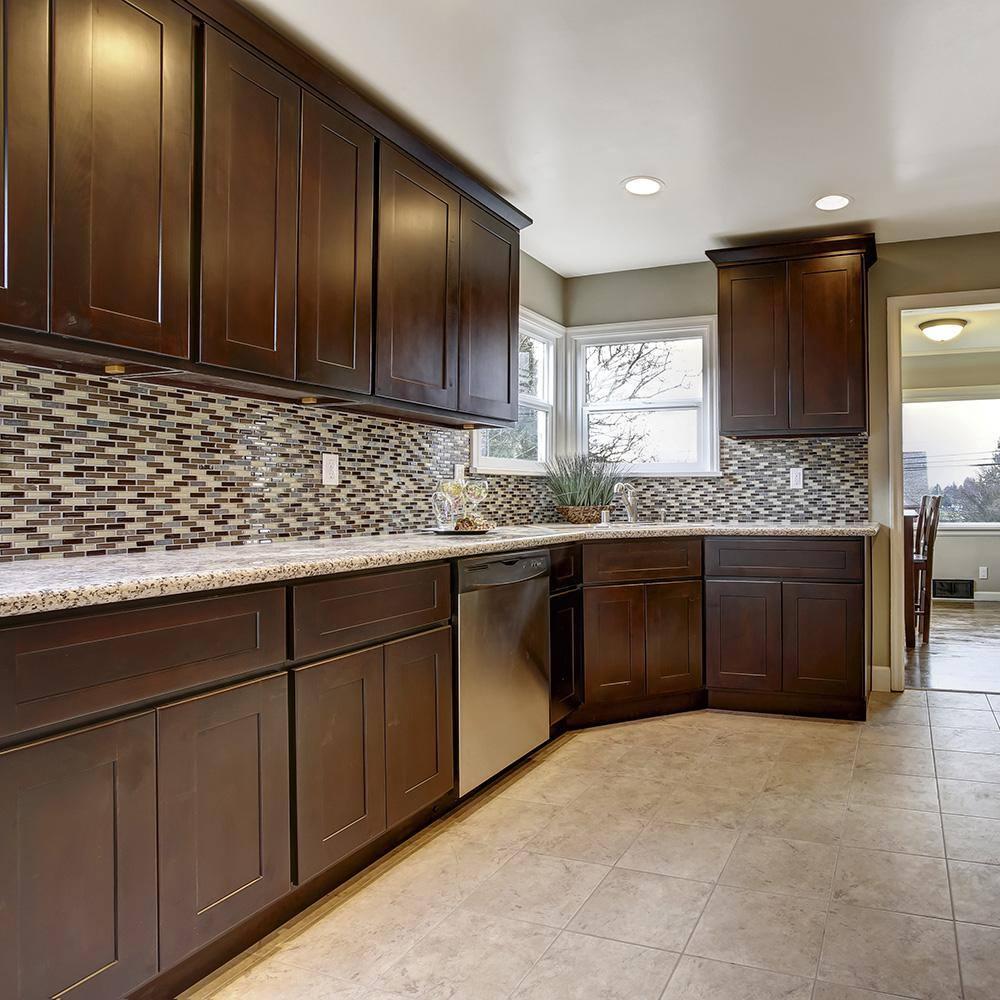 Brookings Shaker Unassembled Bridge Wall Kitchen Cabinet W3321, 33 W x 12 D x 21 H, Brown, Solid Wood, Design House, 543231