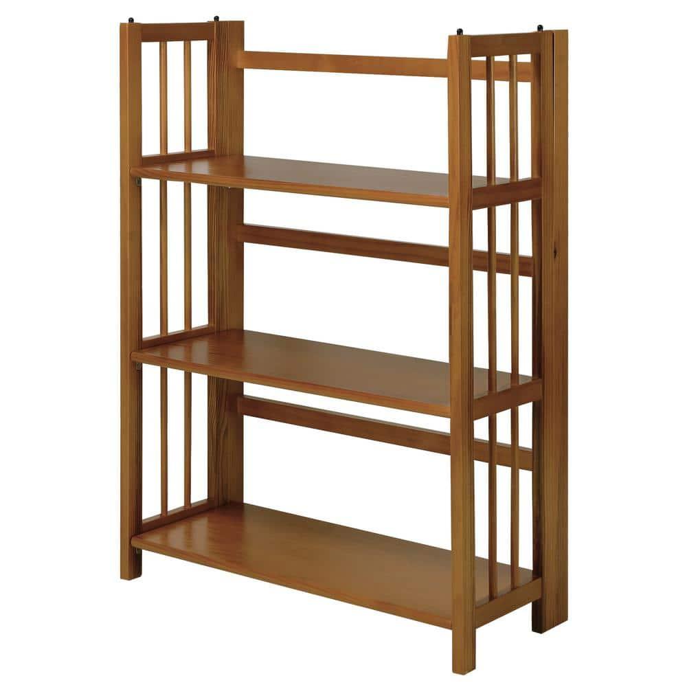 3 Shelf Folding Stackable Bookcase, 27.5" Wide, Espresso