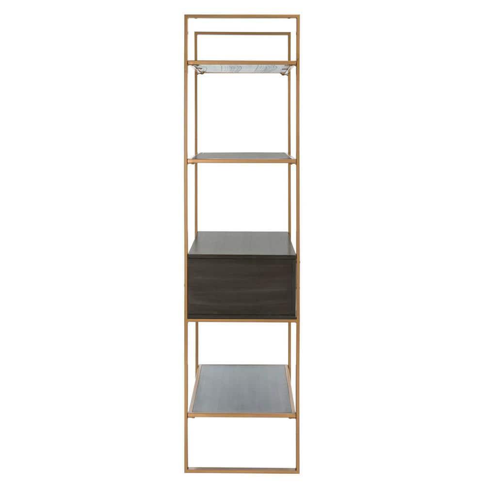 Skylar 4 Tier 1 Drawer Etagere - Gold / Grey - Safavieh