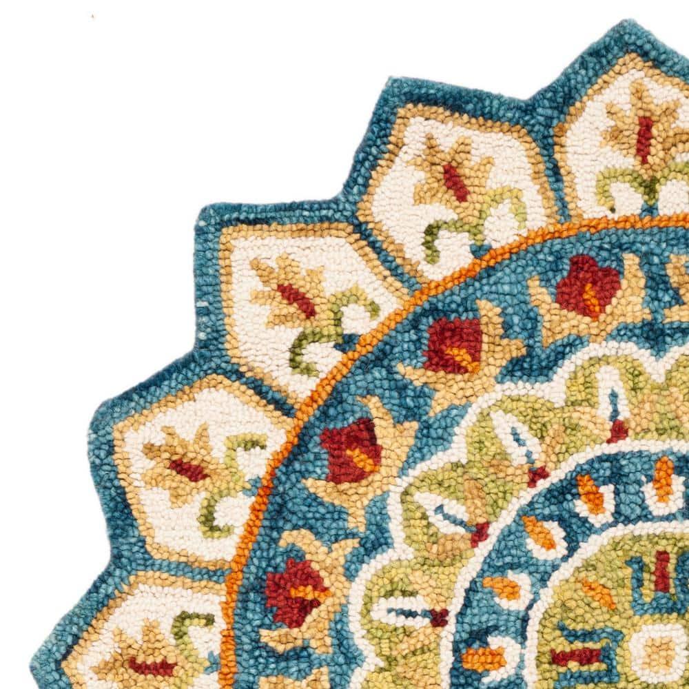 Novelty NOV605 Hand Tufted Area Rug - Ivory/Blue - 4' round - Safavieh.