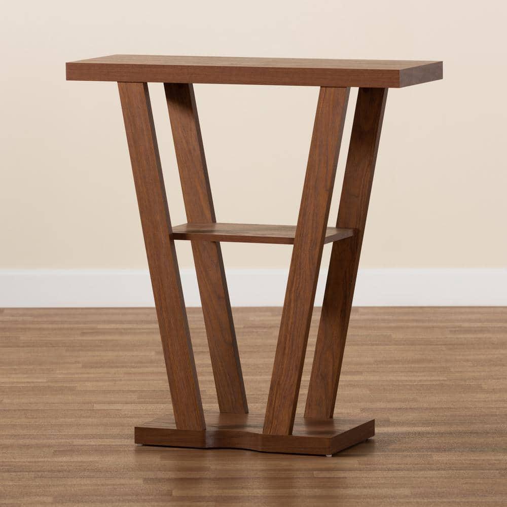 Boone Wood Console Table Walnut Brown - Baxton Studio: Modern Entryway Furniture with Shelf, Space-Saving Design