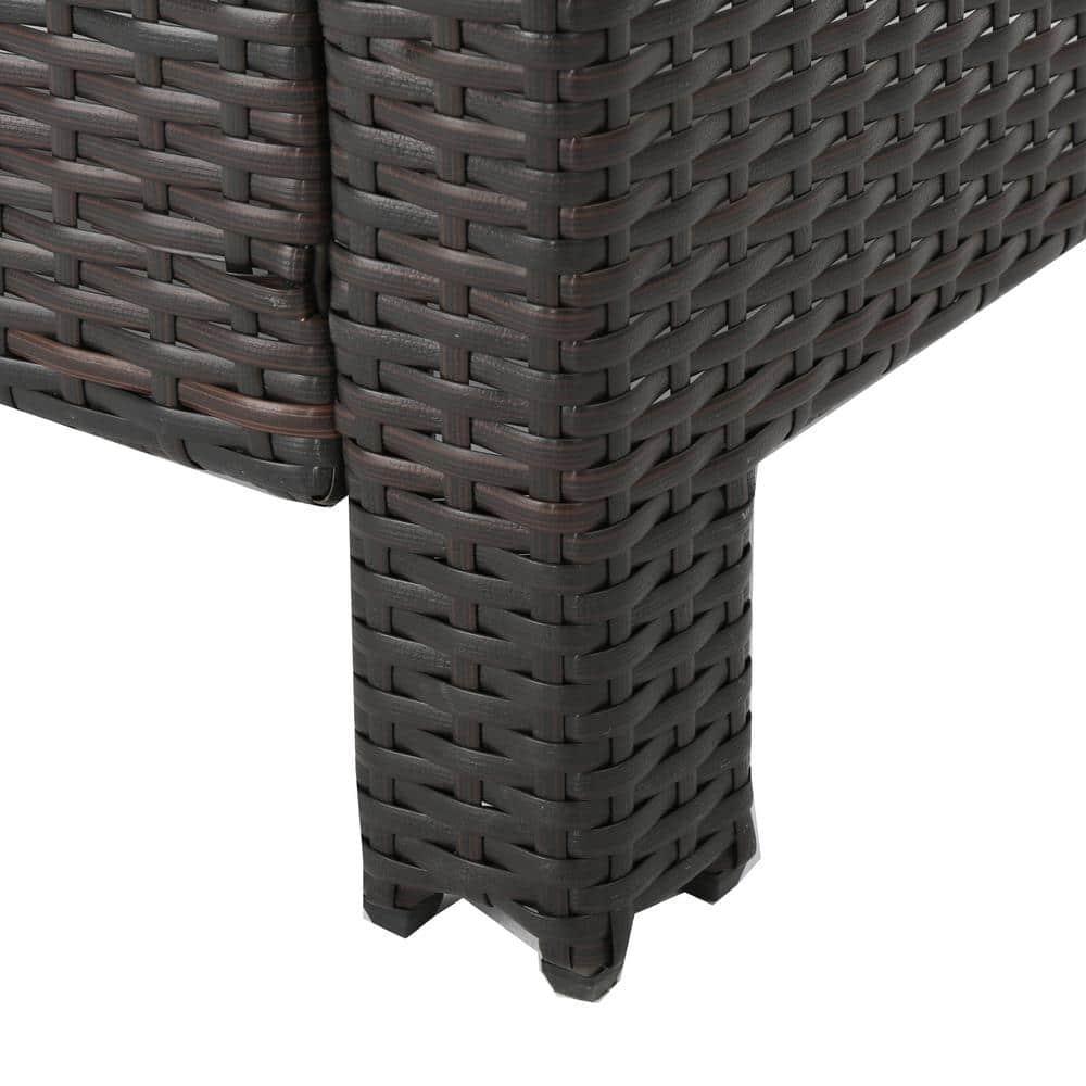 Antibes Multibrown Stationary Faux Rattan Outdoor Patio Lounge Chair with Beige Cushion (2-Pack)