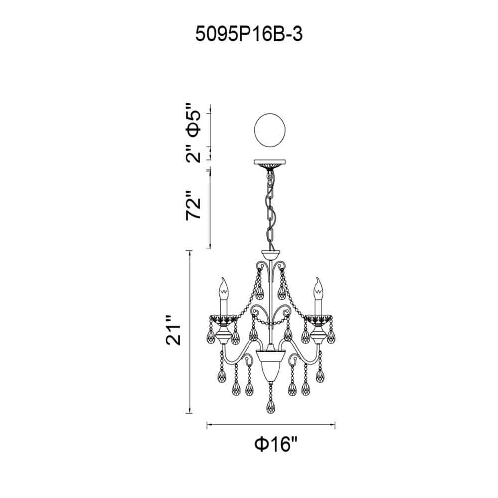 CWI Lighting Keen 3 Light Up Chandelier With Black Finish