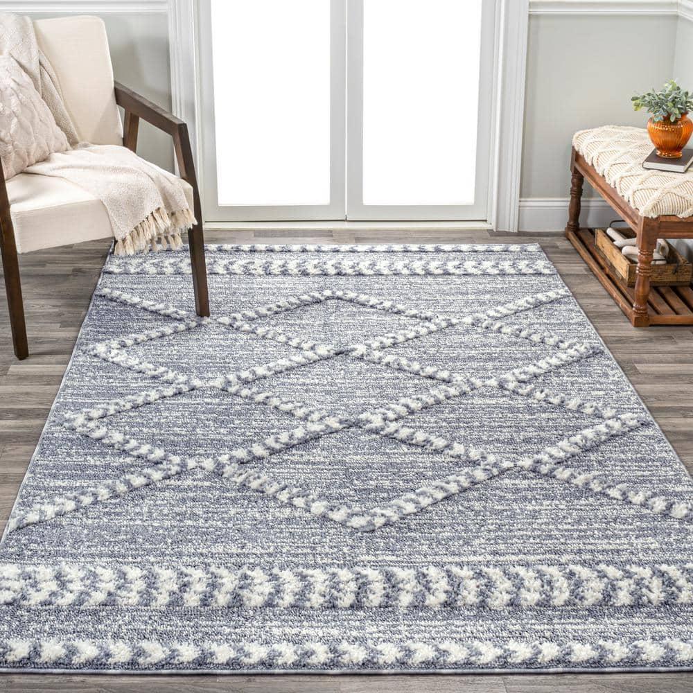 4' x 6' Sofie Moroccan Trellis High-Low Area Rug, Gray/Cream - JONATHAN Y