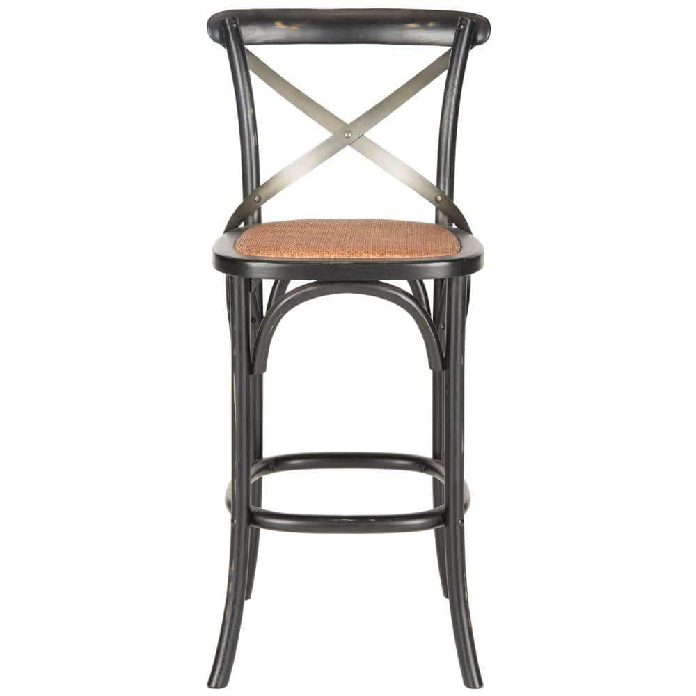 SAFAVIEH Eleanor Square Mid Back Bar Stool, Black