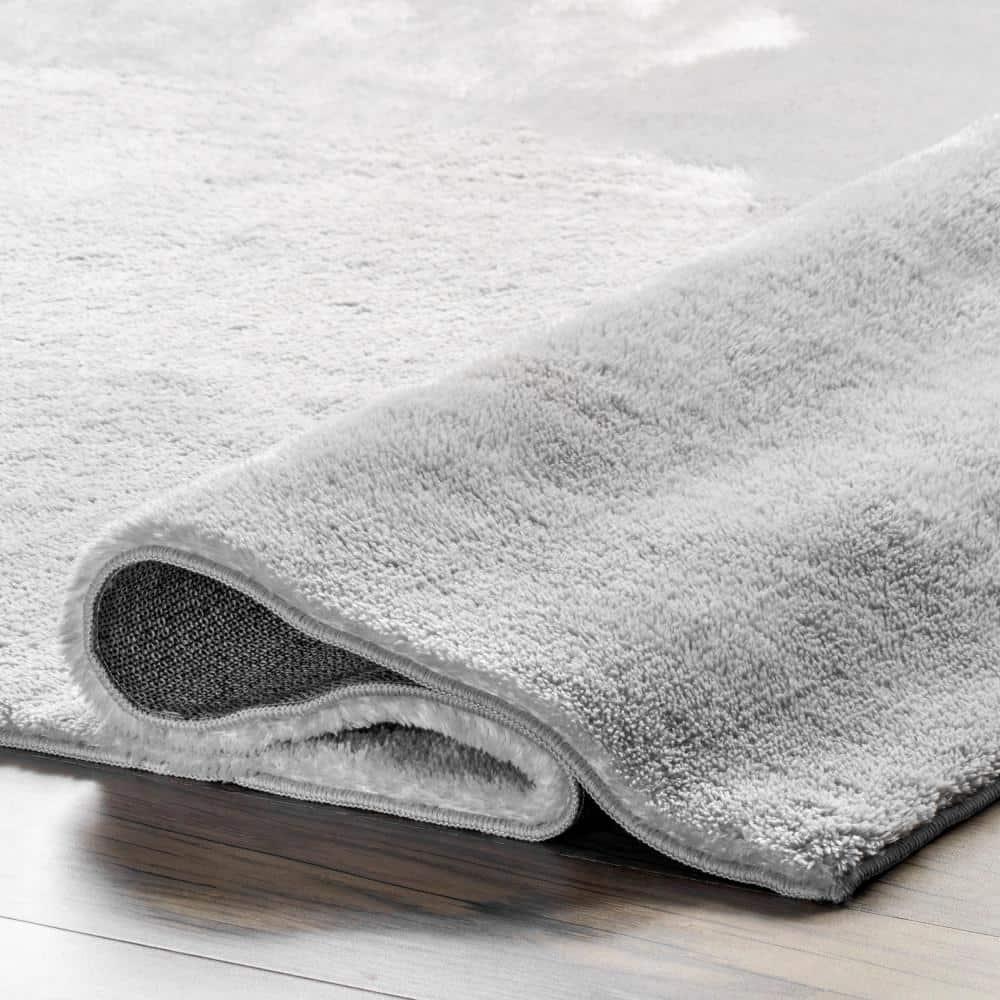 nuLOOM 2' x 3' Cozy Plush SuperiorWash Area Rug, Machine Washable, Non-Slip, Soft Fluffy Shag Carpet for Living Room Bedroom Nursery, Loni Light Grey