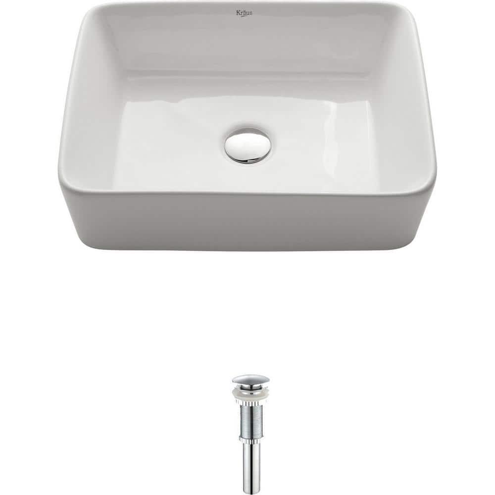 Ceramic Rectangular Vessel Bathroom Sink