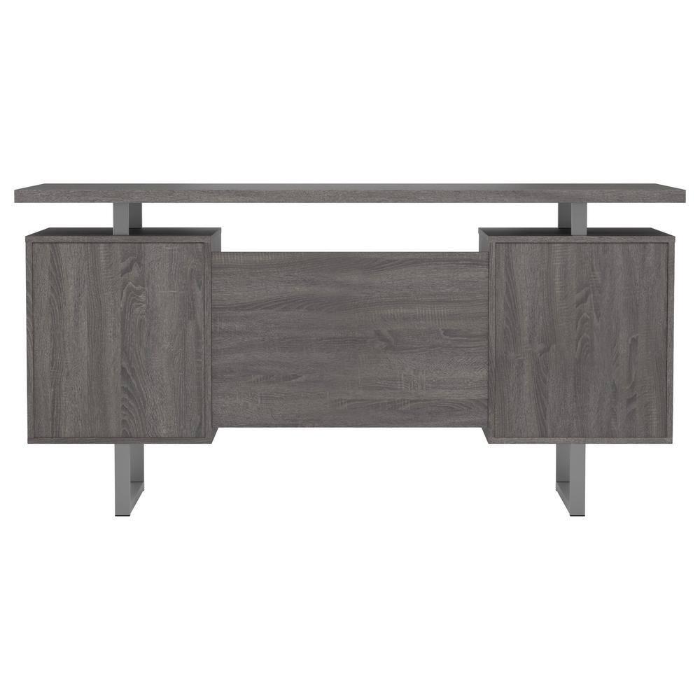Lawtey 2 Drawer Office Desk Weathered Gray - Coaster: Modern Home Furniture with File Storage