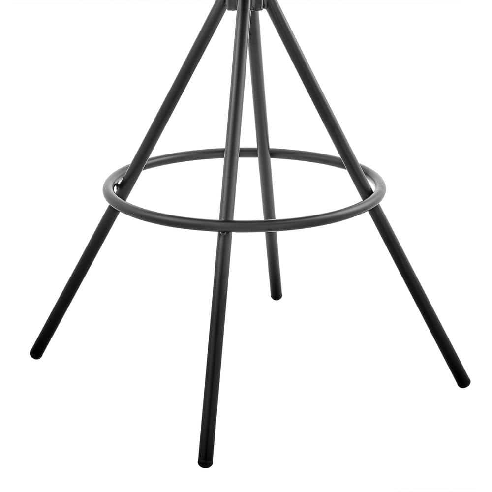 30" Odessa Barstool with Fabric Finish Black/Charcoal - Armen Living: Matte Metal Frame, Square Back