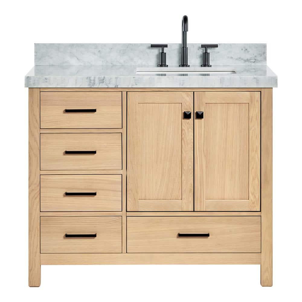 Ariel Bath Cambridge Single Bathroom Vanity with Carrara Marble Top