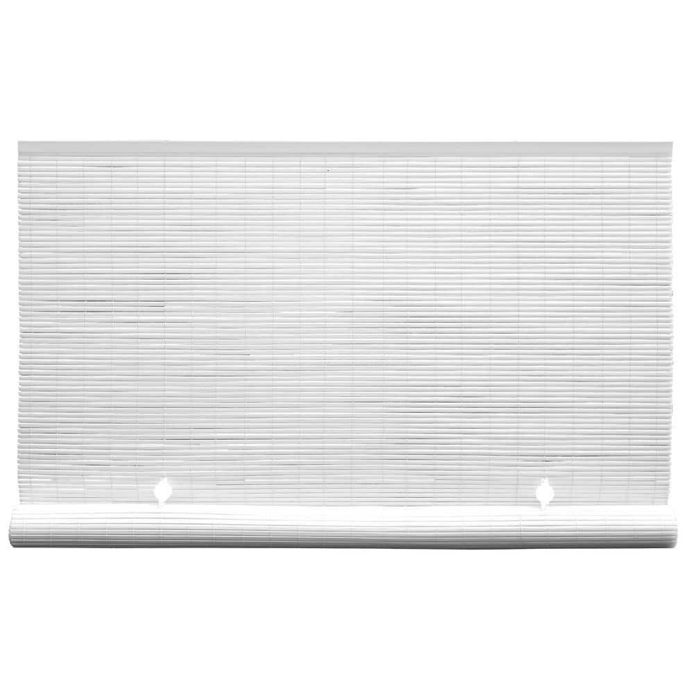 48" x 72" Outdoor Oval Vinyl Cord-Free PVC Rollup Blinds White - Radiance: UV Protection, Child Safe