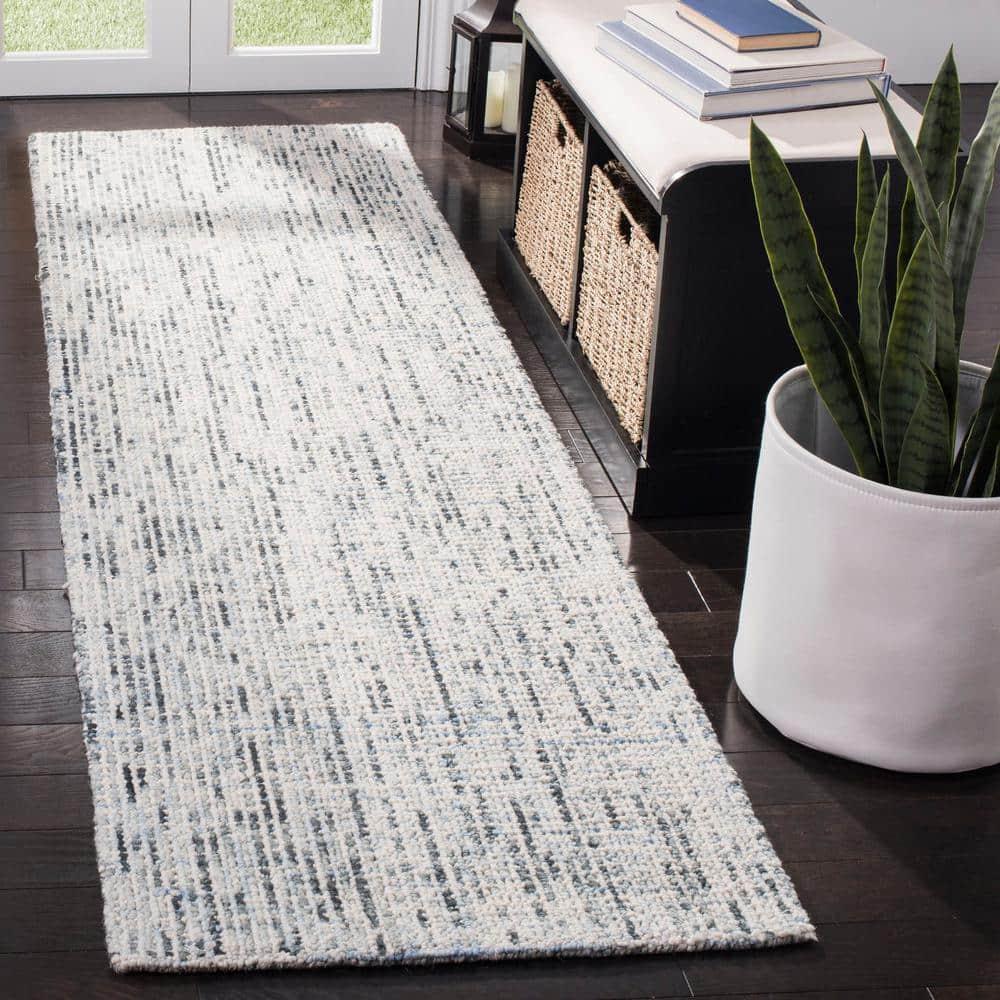 SAFAVIEH Abstract Delia Geometric Wool Runner Rug, Blue/Charcoal, 2'3" x 6'