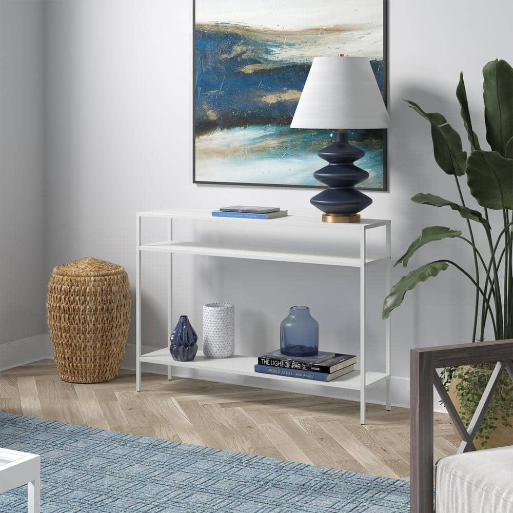 42 Inches Matte White Metal Console Table - Henn&Hart