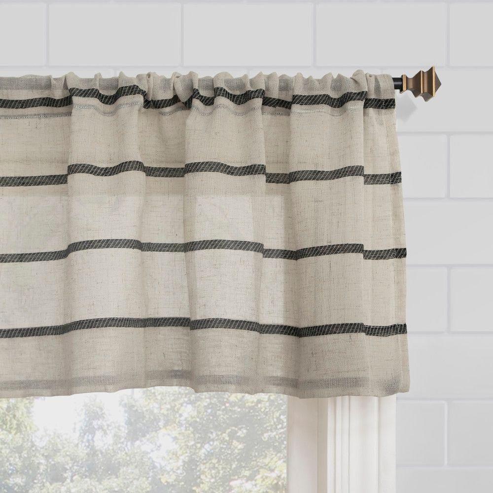 Clean Window Clean Window Aso Twill Stripe Linen Blend Sheer Rod Pocket Kitchen Curtain Valance