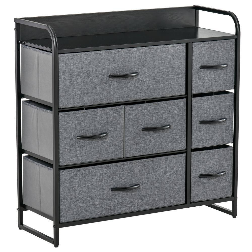 Red Barrel Studio® 7-Drawer Dresser, Fabric Chest Of Drawers, 3-Tier Storage Organizer For Bedroom Entryway, Tower Unit With Steel Frame Wooden Top