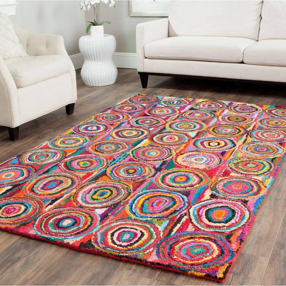 Nantucket NAN143 Hand Tufted Area Rug - Pink/Multi - 6'x9' - Safavieh.