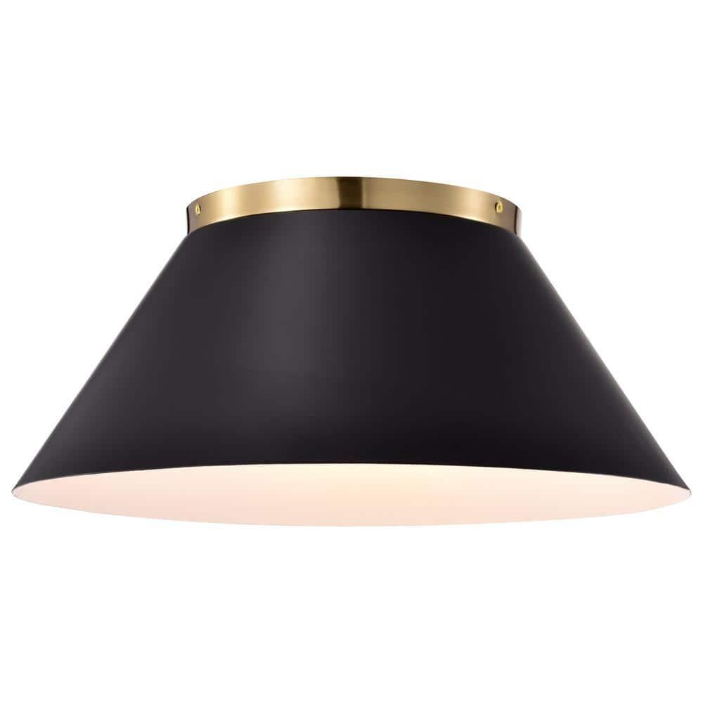 Nuvo Lighting Dover - 3 Light - Large Flush Mount - Black with Vintage Brass