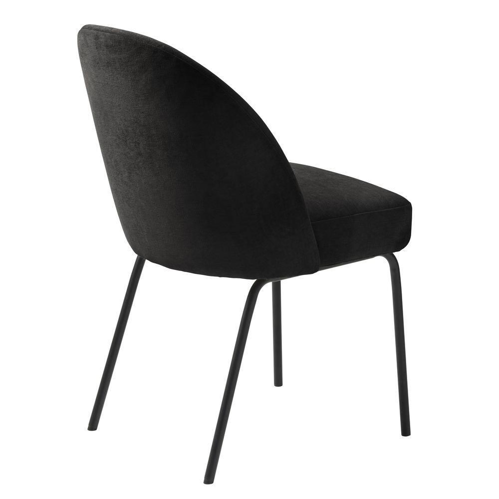 Unique Furniture Chenille Fabric Dining Chair in Charcoal/Black (Set of 2)