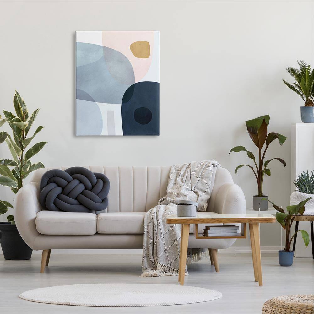 Stupell Home Décor Mod Shapes Slate Blue Navy and Peach Overlapping Abstract Modern Unframed Painting Canvas Art Prints, 30 x 40