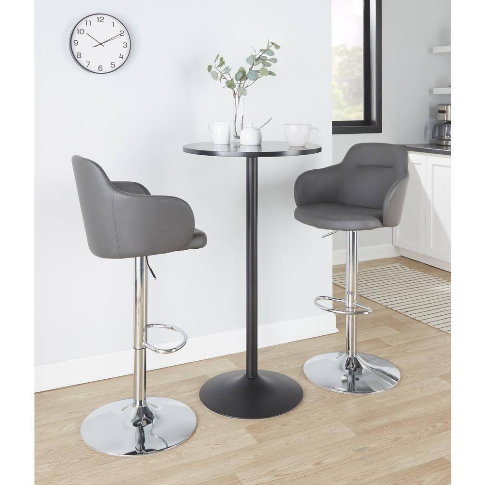 LumiSource Boyne Swivel Upholstered Adjustable Height Counter Stool with Metal Frame (Set of 2)