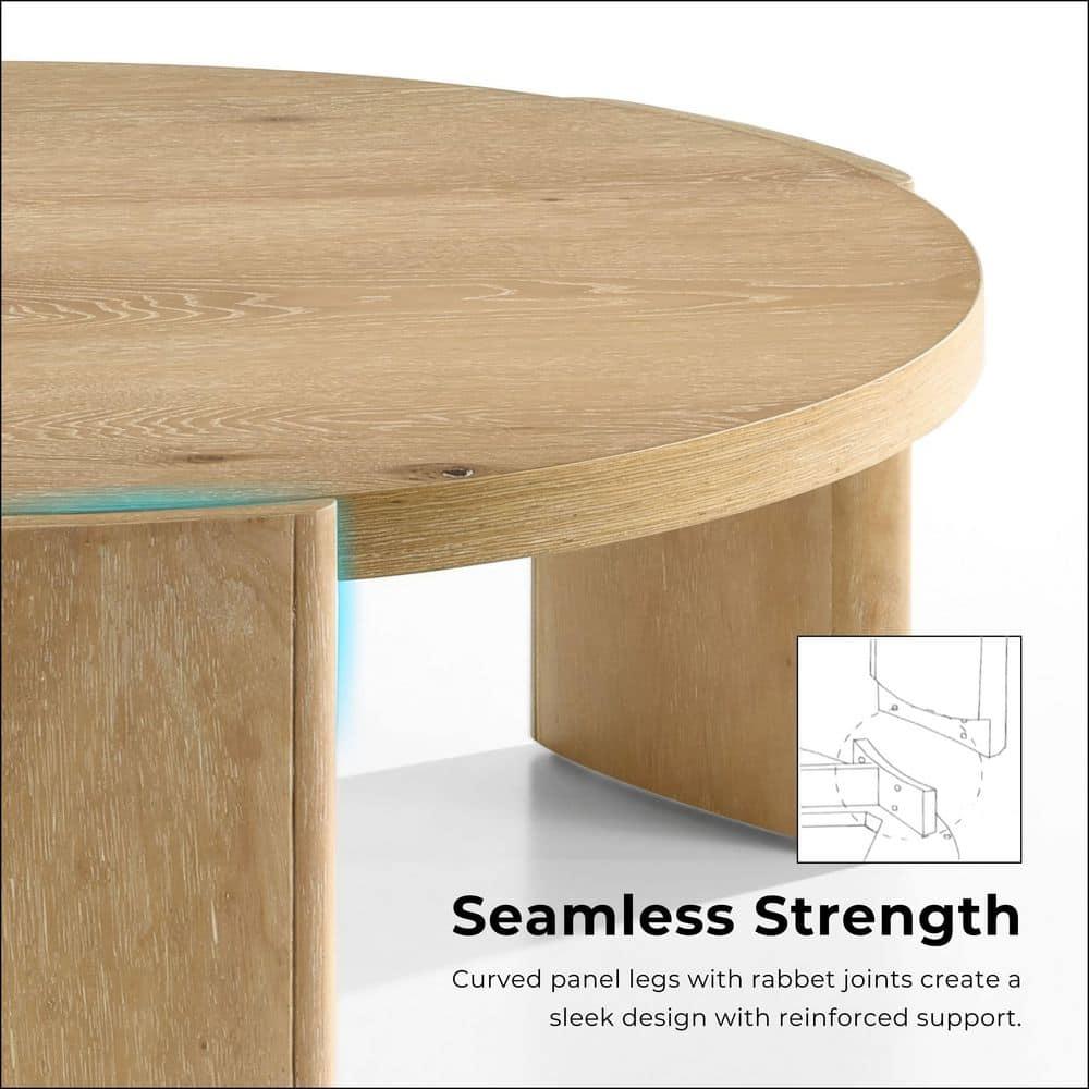 Furniture of America Honora Modern Wood 42-inch Oval Coffee Table with Plinth Base, Oak