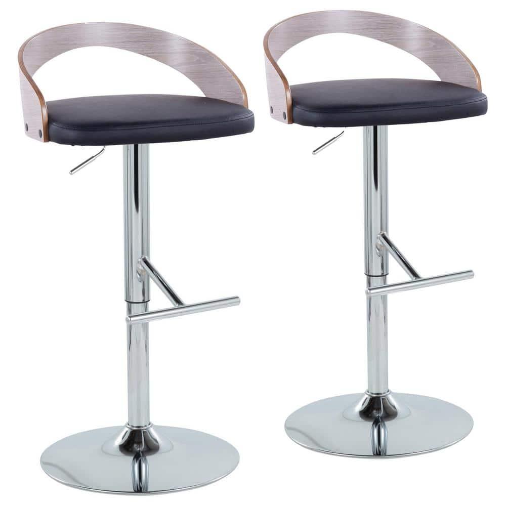 LumiSource Grotto Swivel Upholstered Adjustable Height Counter Stool with Metal Frame (Set of 2)