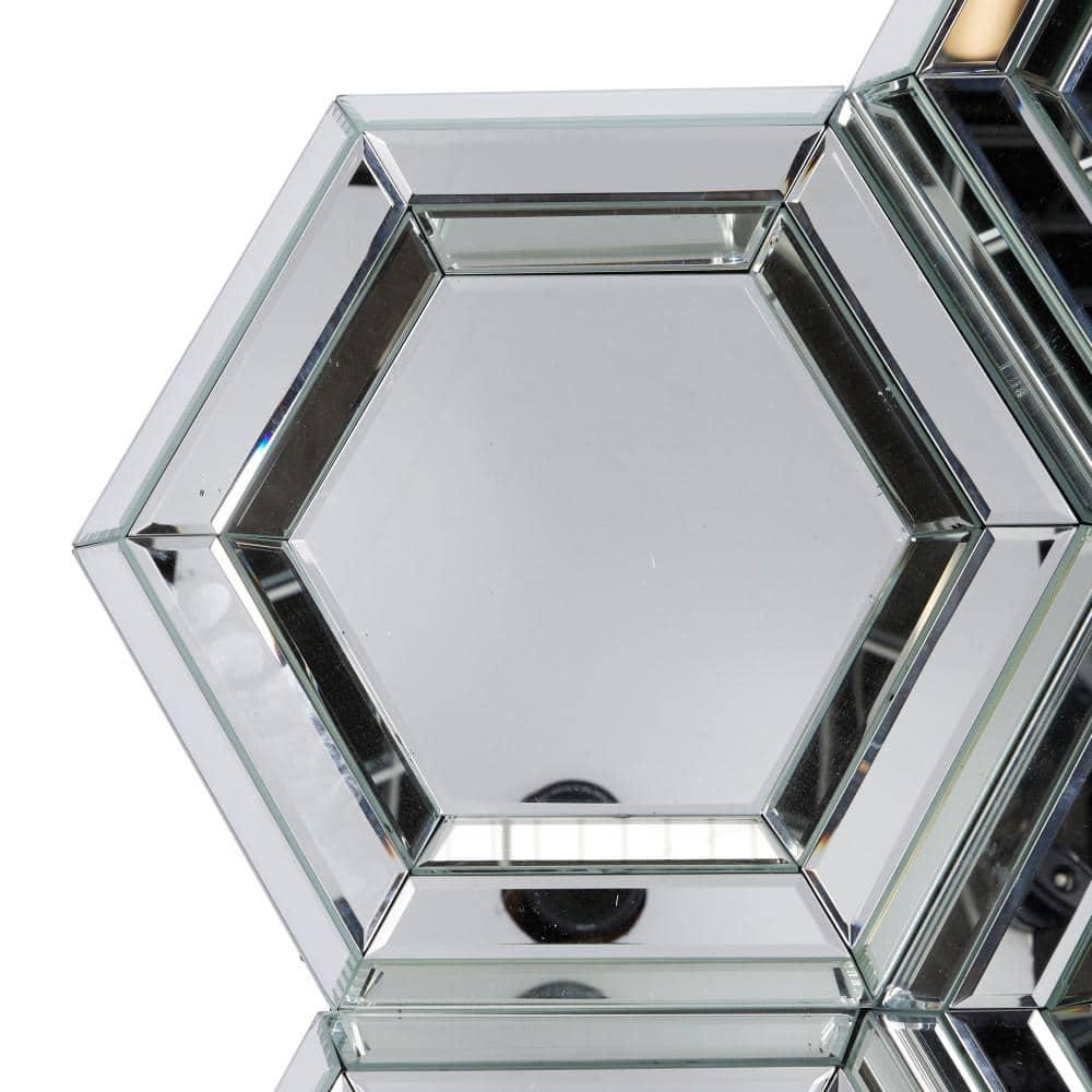 DecMode 39" x 41" Silver Honeycomb Shaped Geometric Wall Mirror