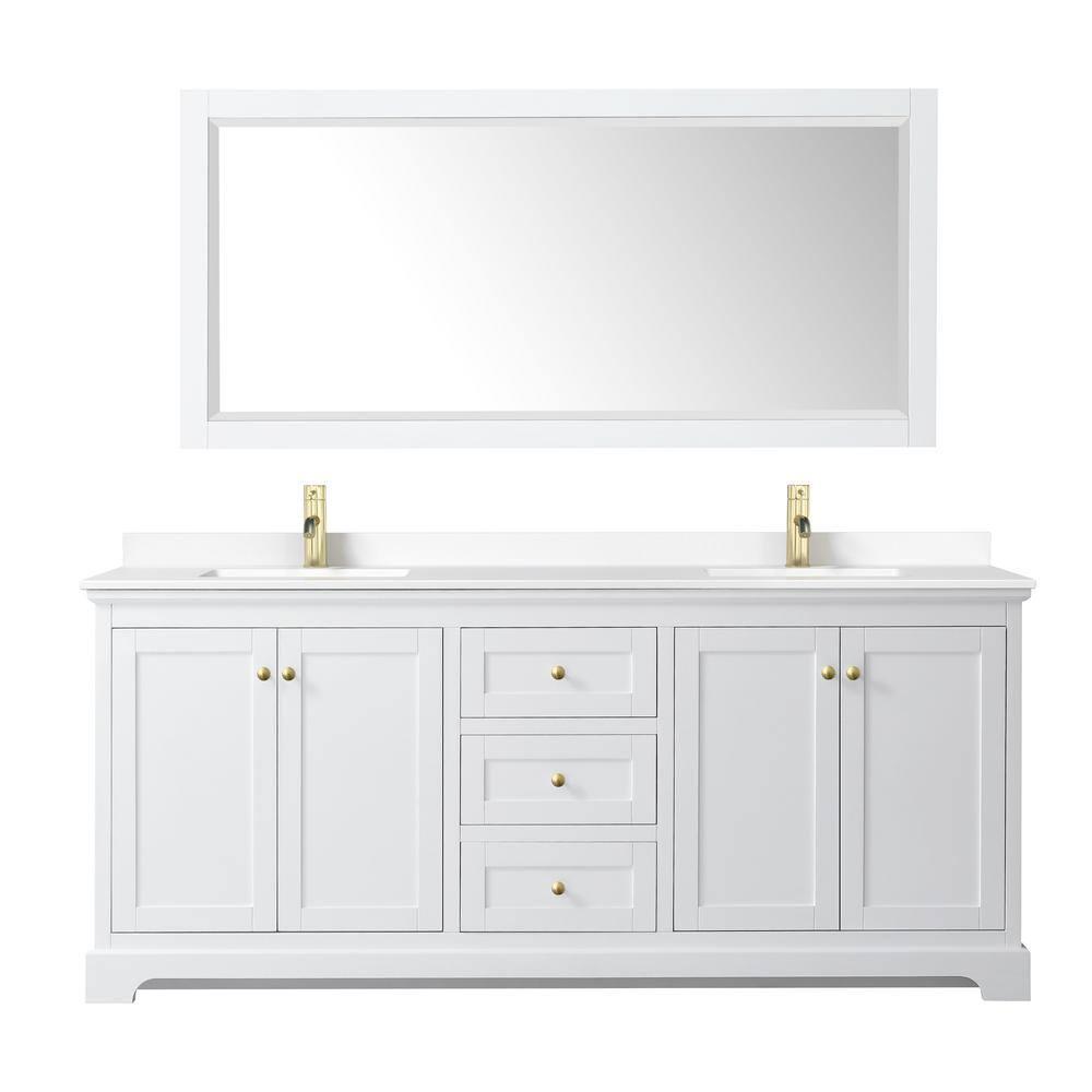 Wyndham Collection Avery 80'' Double Bathroom Vanity with Marble Top with Mirror