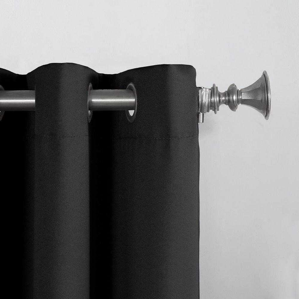 40"x95" Sun Zero Room Darkening Lazlo Grommet Curtain Panel Black: Modern Thermal Insulated, Energy Efficient