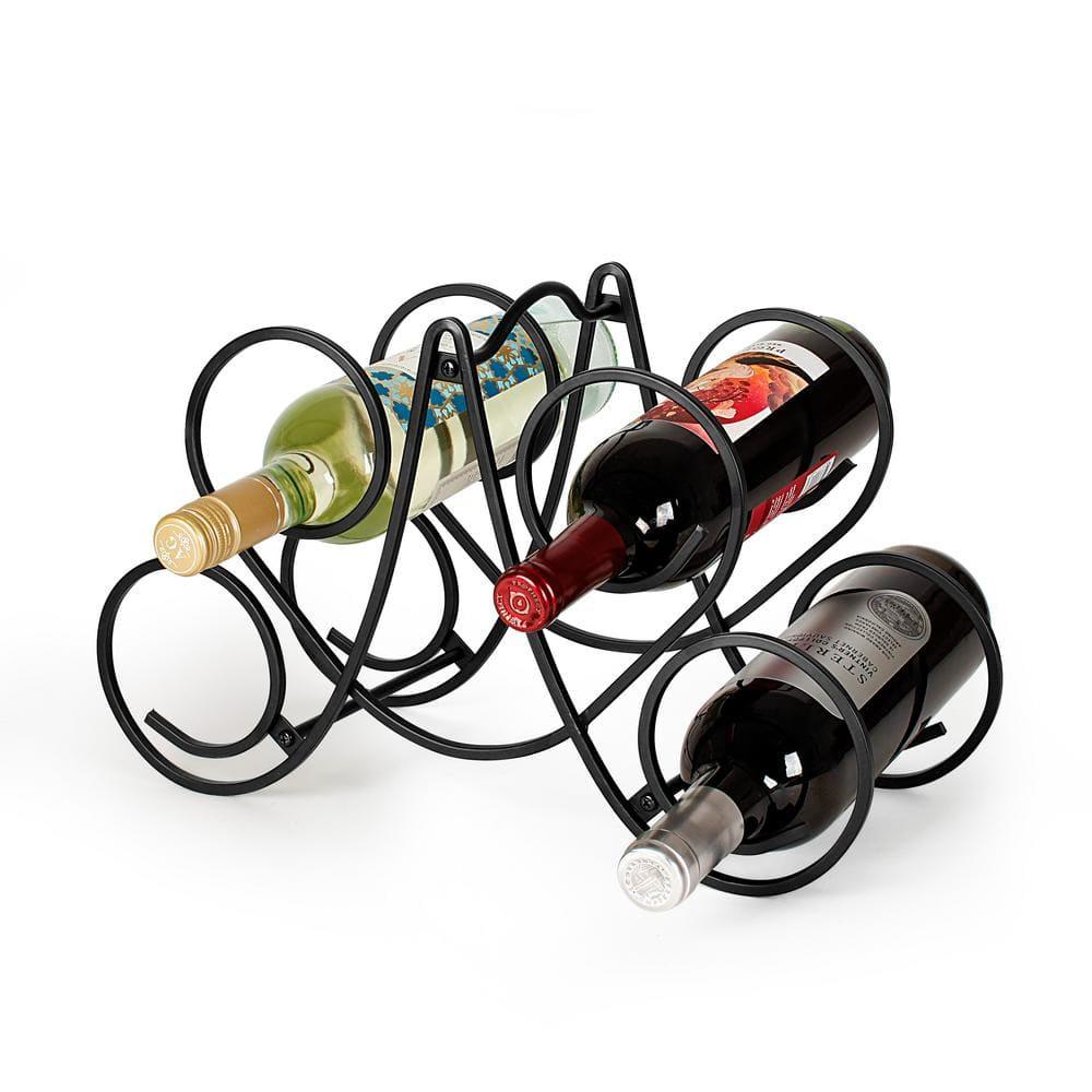 Bordeaux 9.75 in. x 16.5 in. x 7.5 in. Steel Knock Down 5-Bottle Wine Rack in Black