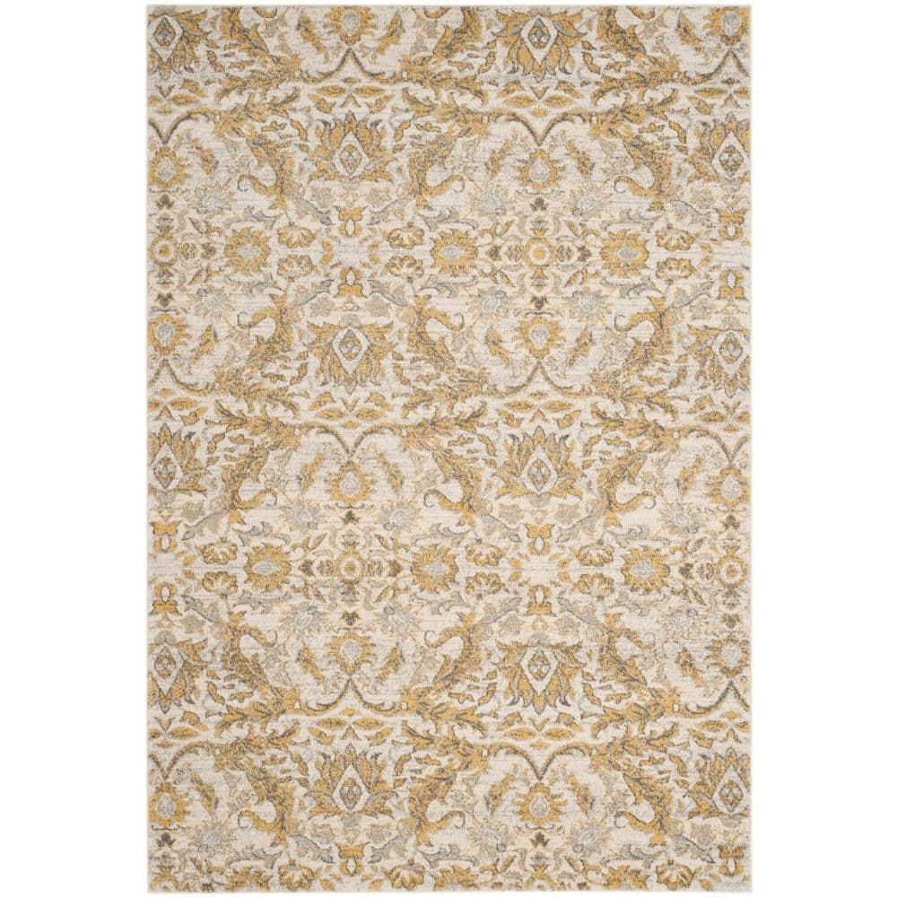 Evoke EVK238 Power Loomed Area Rug - Ivory/Gold - 6'7"x9' - Safavieh.