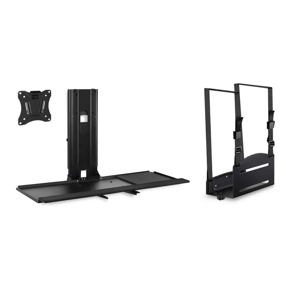 Mount-it Mount-It Height Adjustable Monitor and Keyboard Wall Mount with CPU Holder | 25 Inch Wide Platform