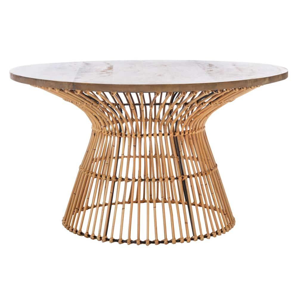 Whent Round Coffee Table - Natural/Black - Safavieh
