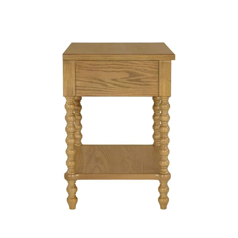 Beckett Turned Wood Spindle Nightstand with Drawer & Shelf