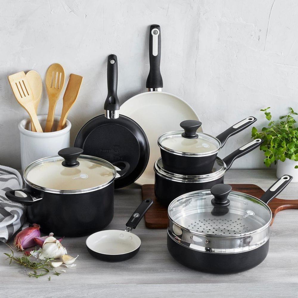 GreenPan GreenPan Rio Healthy Ceramic Nonstick 16 Piece Cookware Pots and Pans Set, PFAS-Free, Dishwasher Safe