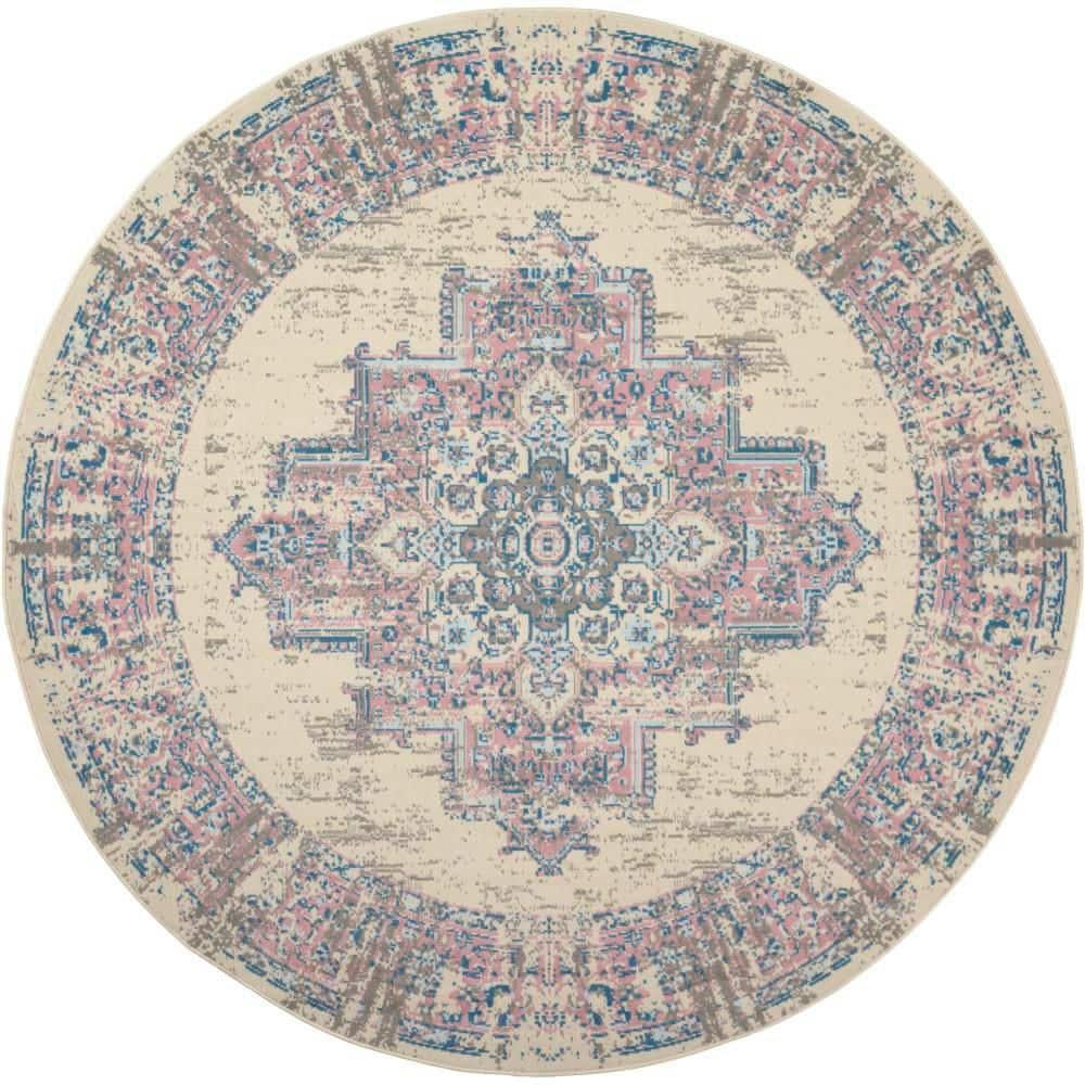 Nourison Grafix GRF14 Ivory/Pink Area Rug 8' x ROUND