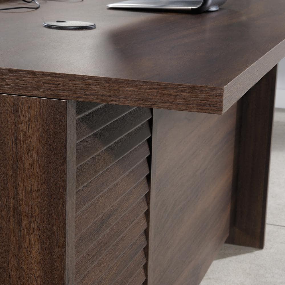 Sauder Palo Alto 60" Engineered Wood L-Shaped Computer Desk in Spiced Mahogany