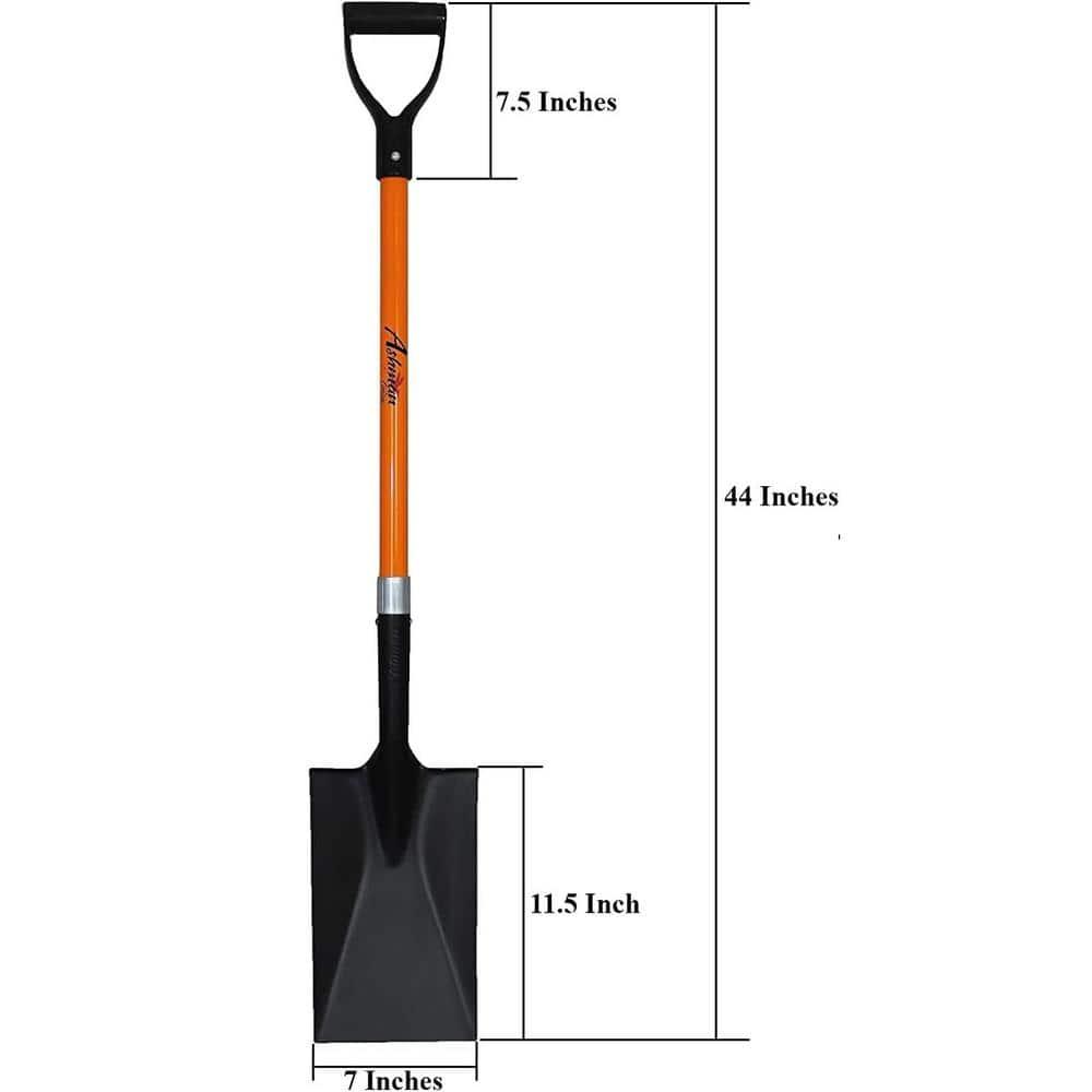 Ashman Online Heavy Duty Spade Shovel - 41 inches Long Orange Metal Shovel With D Grip Handle (1 Pack)