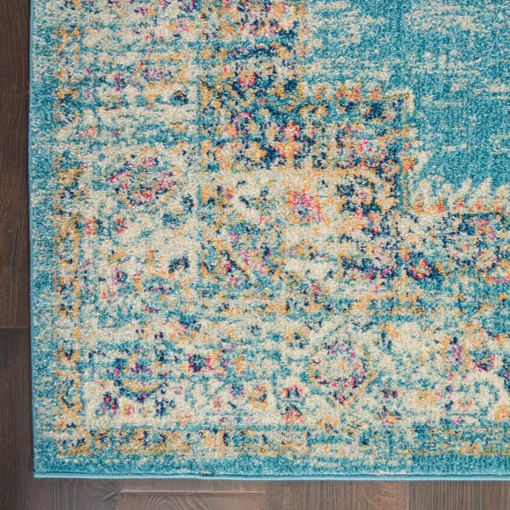 Nourison Passion Medallion Bohemian Indoor Rug Light Blue 2'2" x 10'