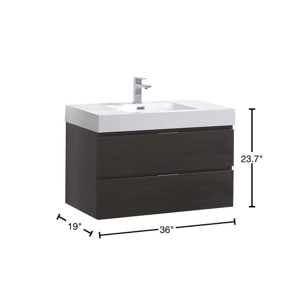 Valencia 36" Wall Mount Single Sink Bathroom Vanity with Top and Sink (Faucet Not Included)