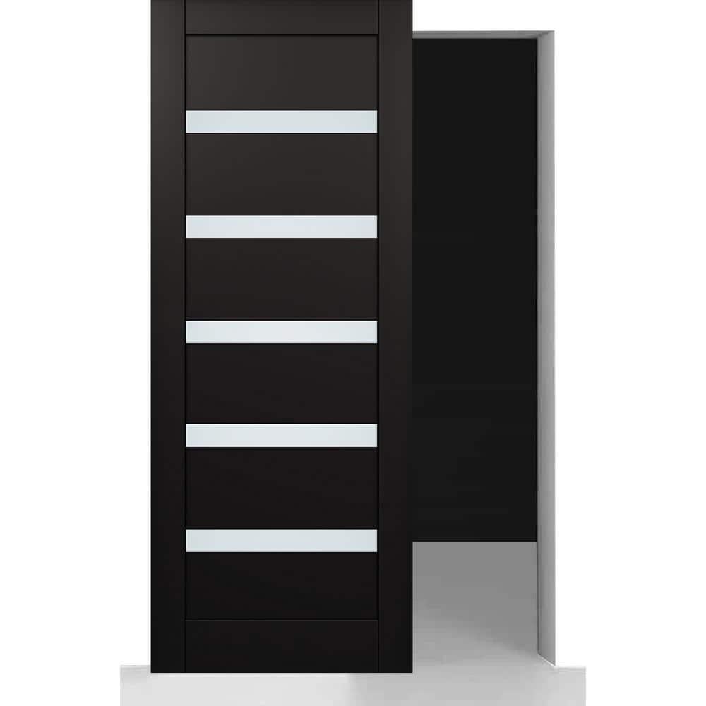 Belldinni Leora Paneled Manufactured Wood And Frosted Glass Solid Core Interior Sliding Hidden Barn Door With Base Board With Installation Hardware Kit