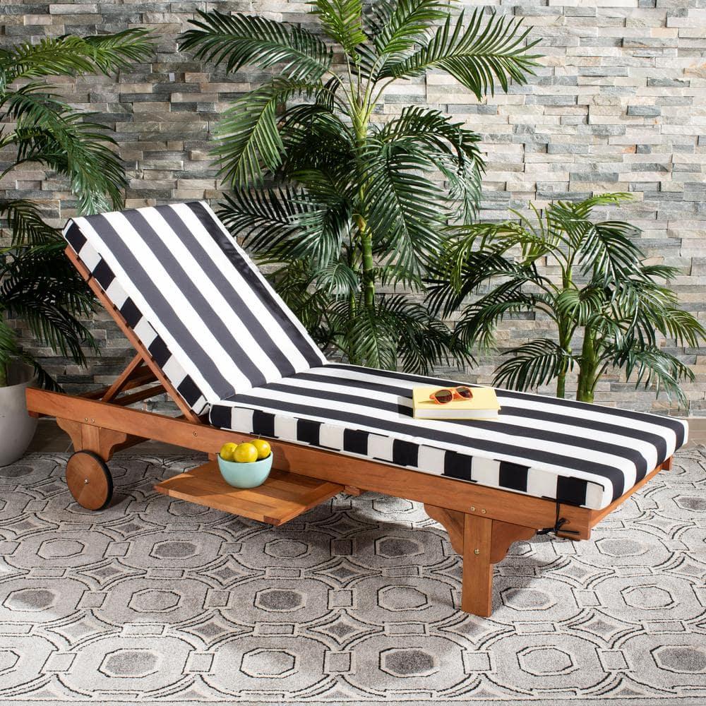 Newport Lounge Chair - Outdoor - PAT7022 - Natural/Black Stripe -Safavieh